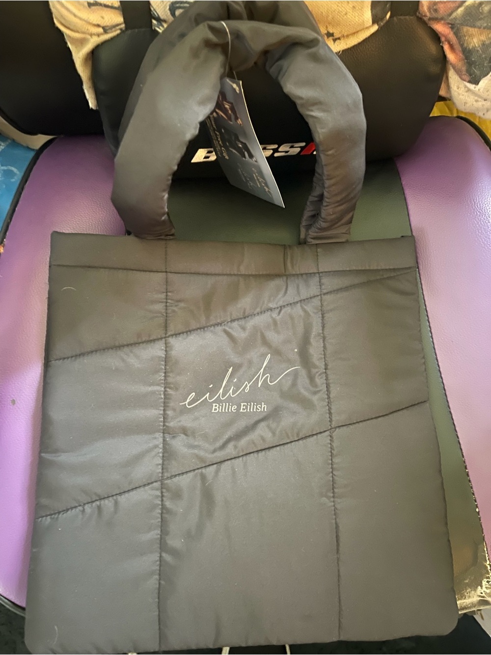 Billie Eilish Black Quilted Tote Bag